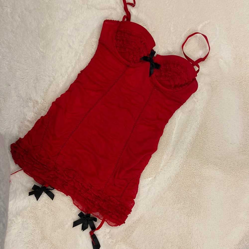 EUC * Victoria's Secret * Ruched Babydoll with Garters * 34B